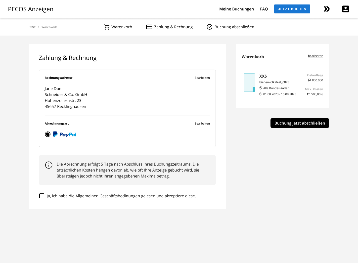 Advertisers configure a campaign with region, duration, format and budget