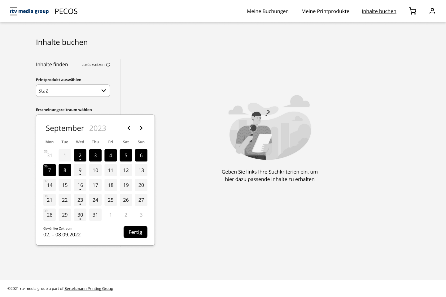 Shopping cart when selecting ads and content for an edition