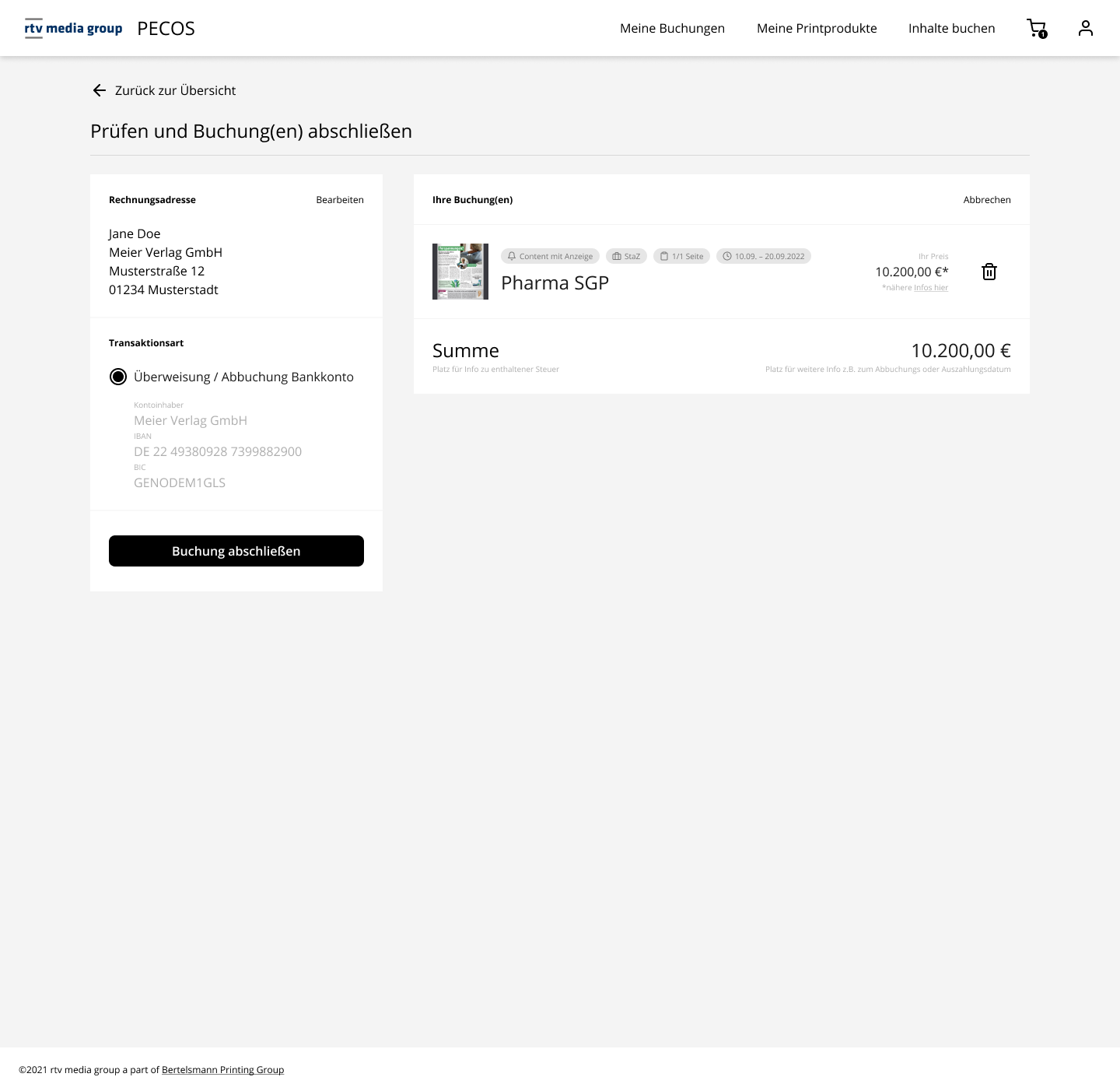 Checkout when completing an ad booking for publishers
