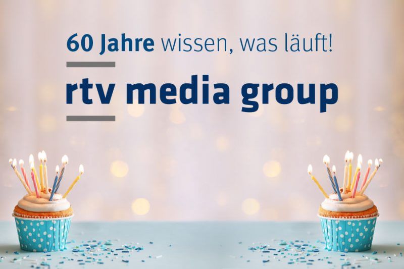 60 years rtv media group — anniversary visual with cupcakes and candles