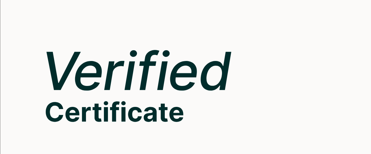Top-left section of Sofia's certificate showing the verified certificate heading